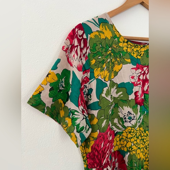 Beautiful 100% Cotton Yesno Colorful Floral Print Flowy Modest Maxi Dress - Picture 5 of 10